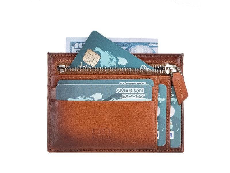 Porte-cartes zippé en cuir