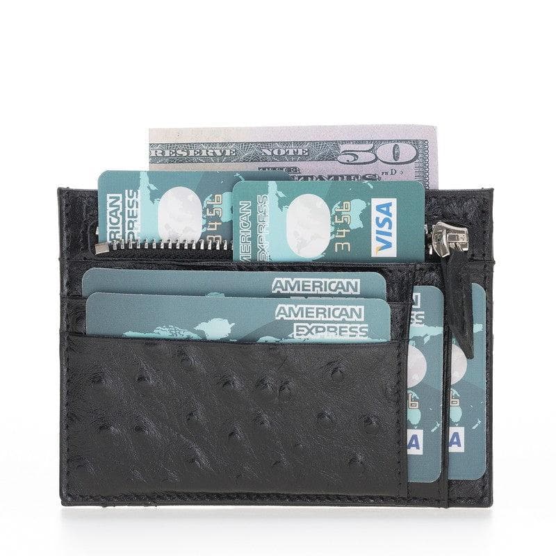 Porte-cartes zippé en cuir