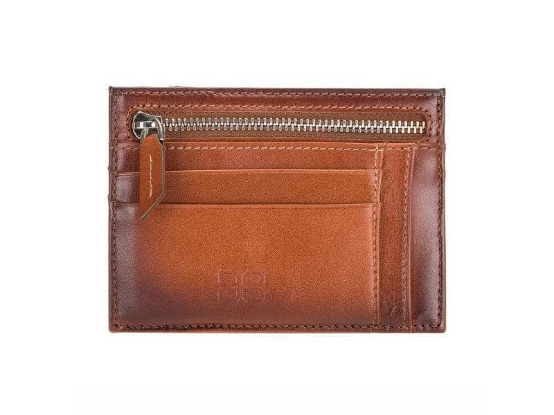 Porte-cartes zippé en cuir