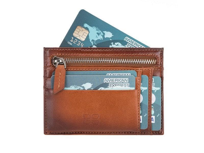 Porte-cartes zippé en cuir