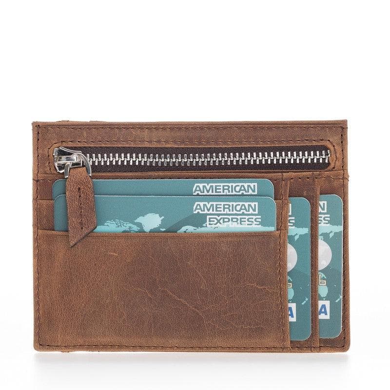 Porte-cartes zippé en cuir