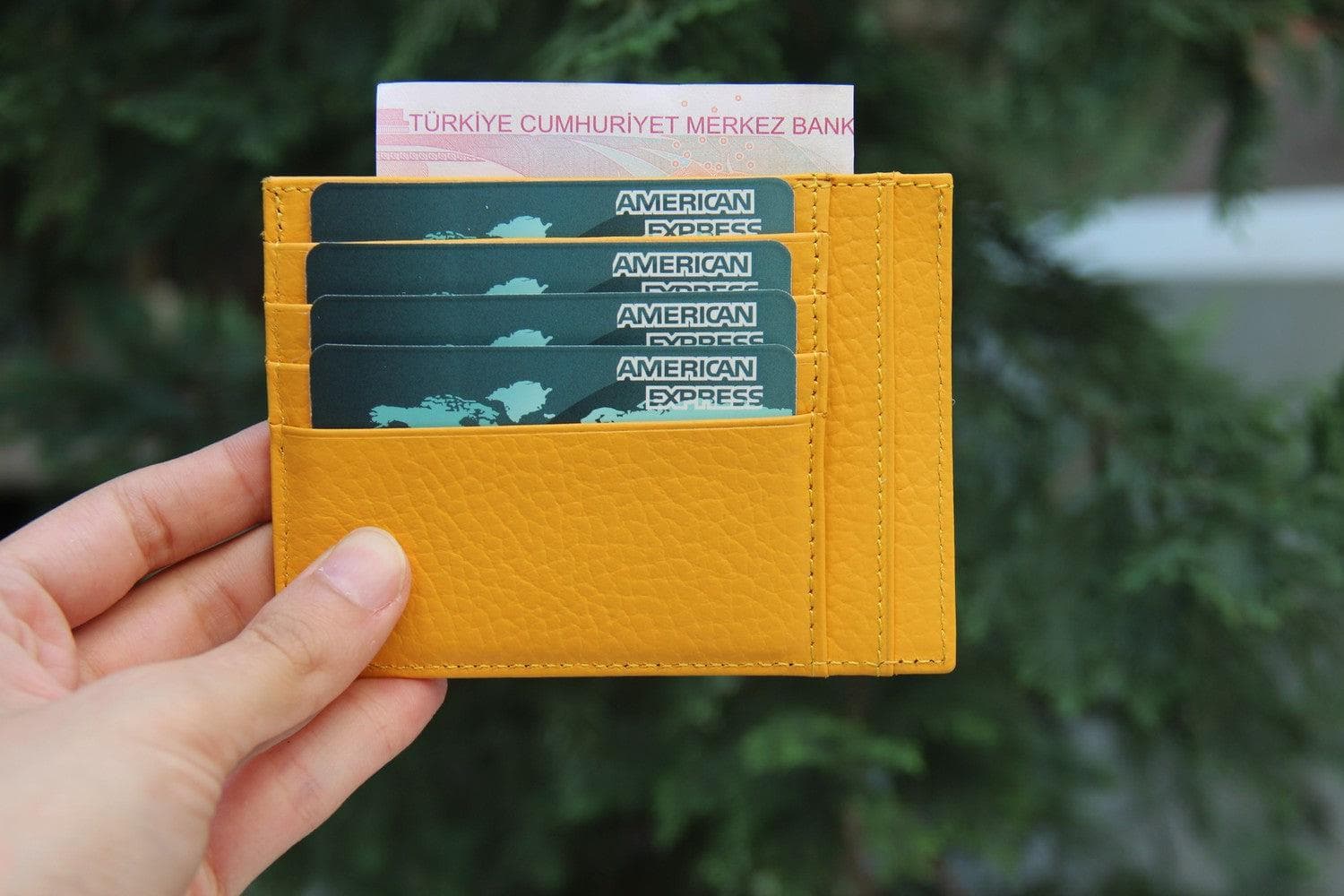 Porte-cartes zippé en cuir