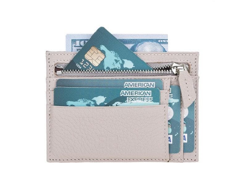 Porte-cartes zippé en cuir
