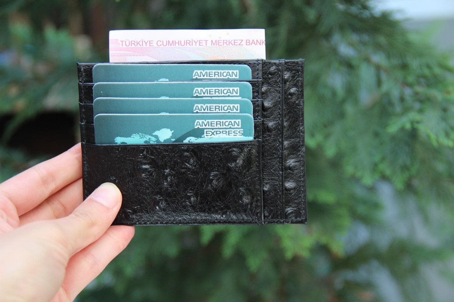 Porte-cartes zippé en cuir