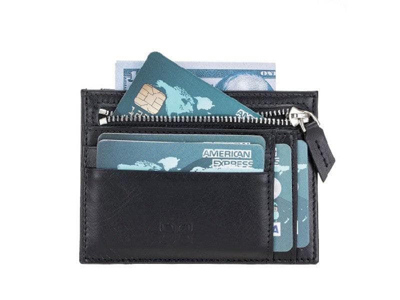 Porte-cartes zippé en cuir