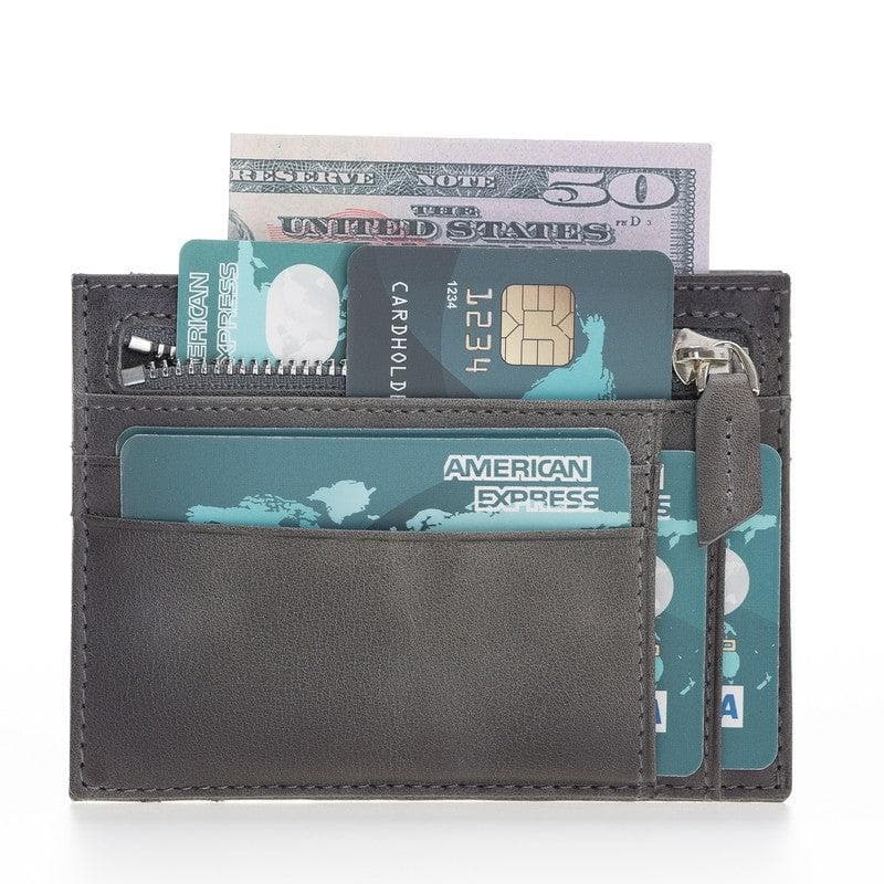Porte-cartes zippé en cuir