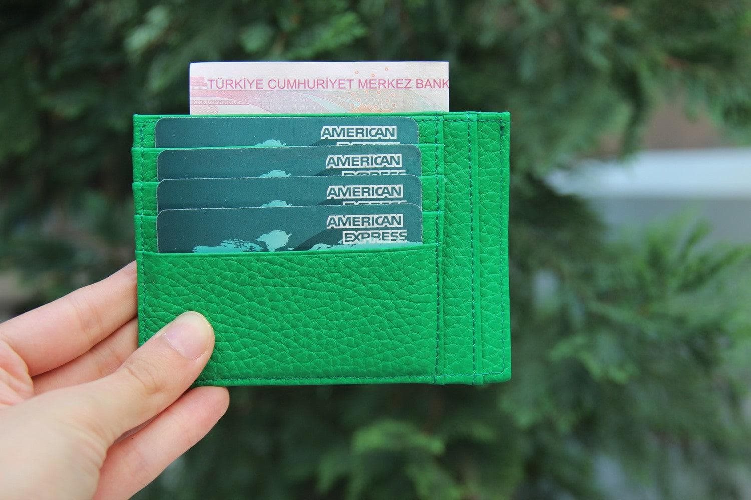 Porte-cartes zippé en cuir