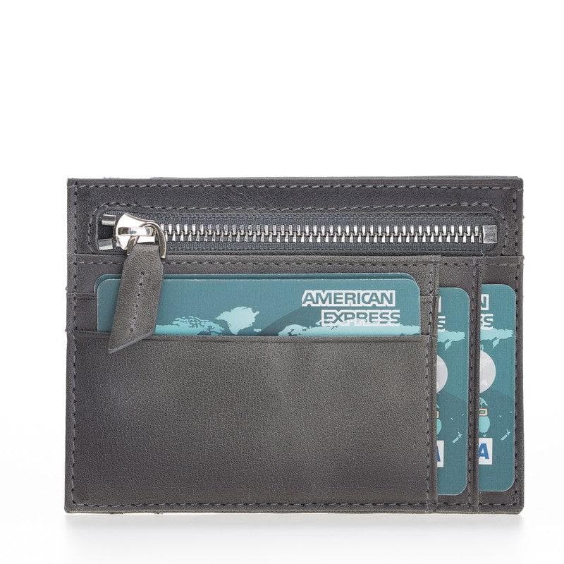 Porte-cartes zippé en cuir