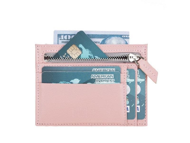 Porte-cartes zippé en cuir