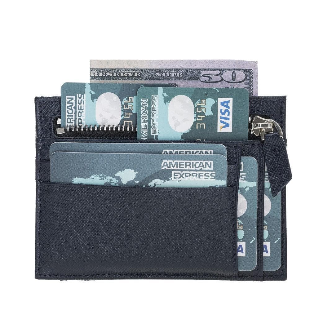 Porte-cartes zippé en cuir