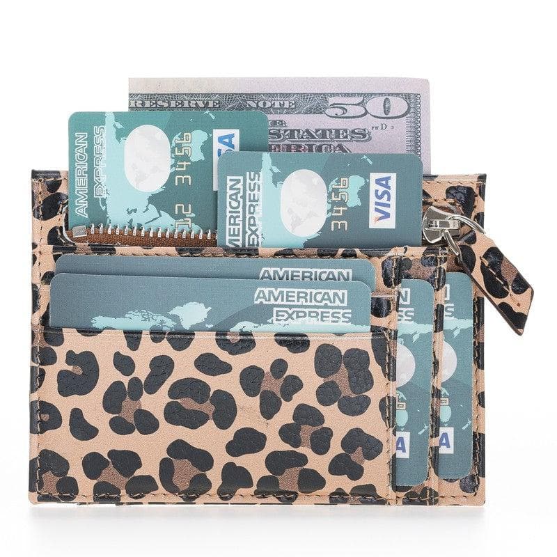Porte-cartes zippé en cuir