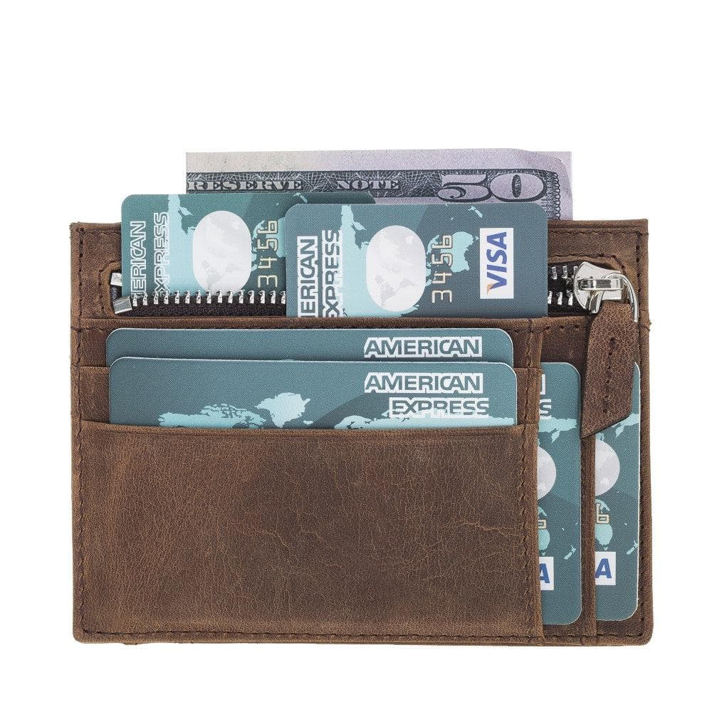 Porte-cartes zippé en cuir