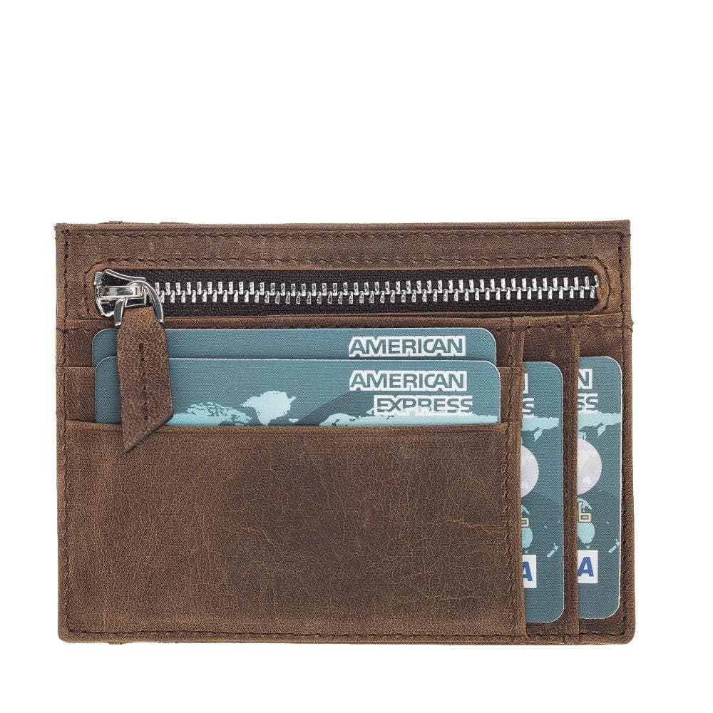 Porte-cartes zippé en cuir