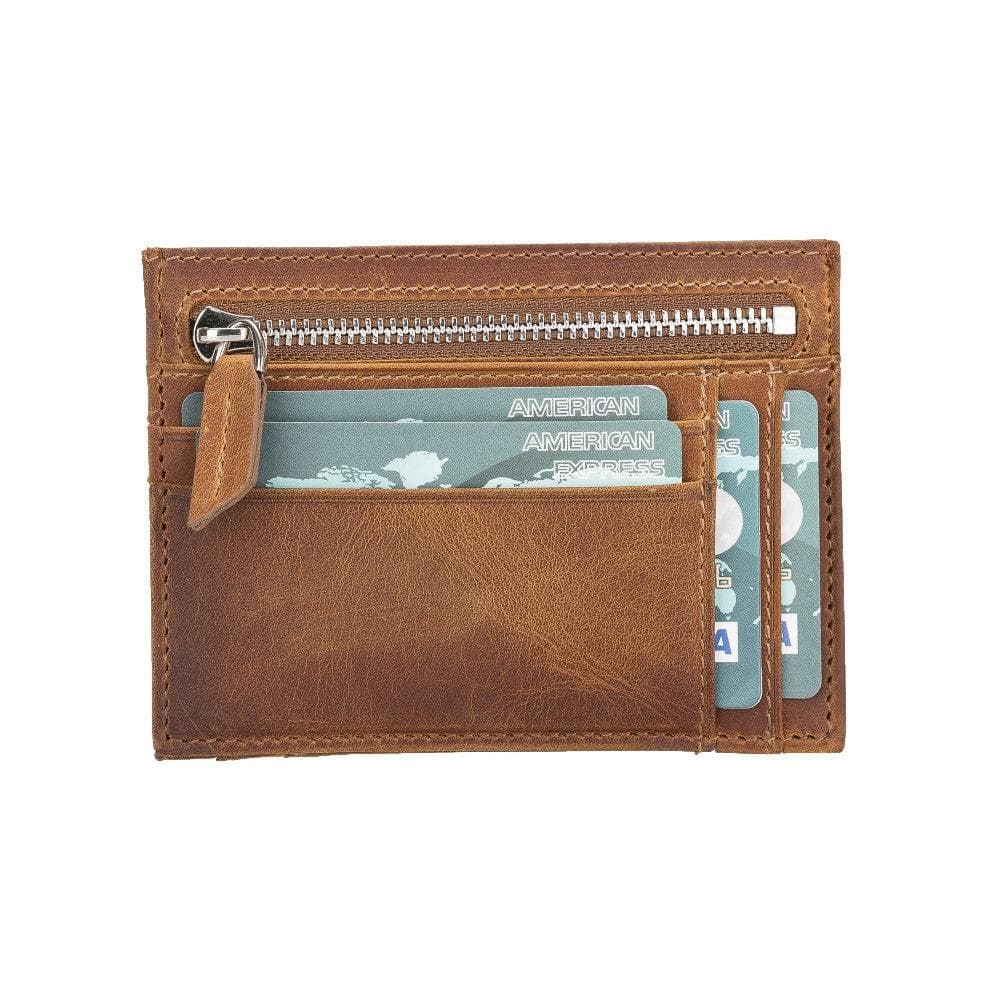 Porte-cartes zippé en cuir