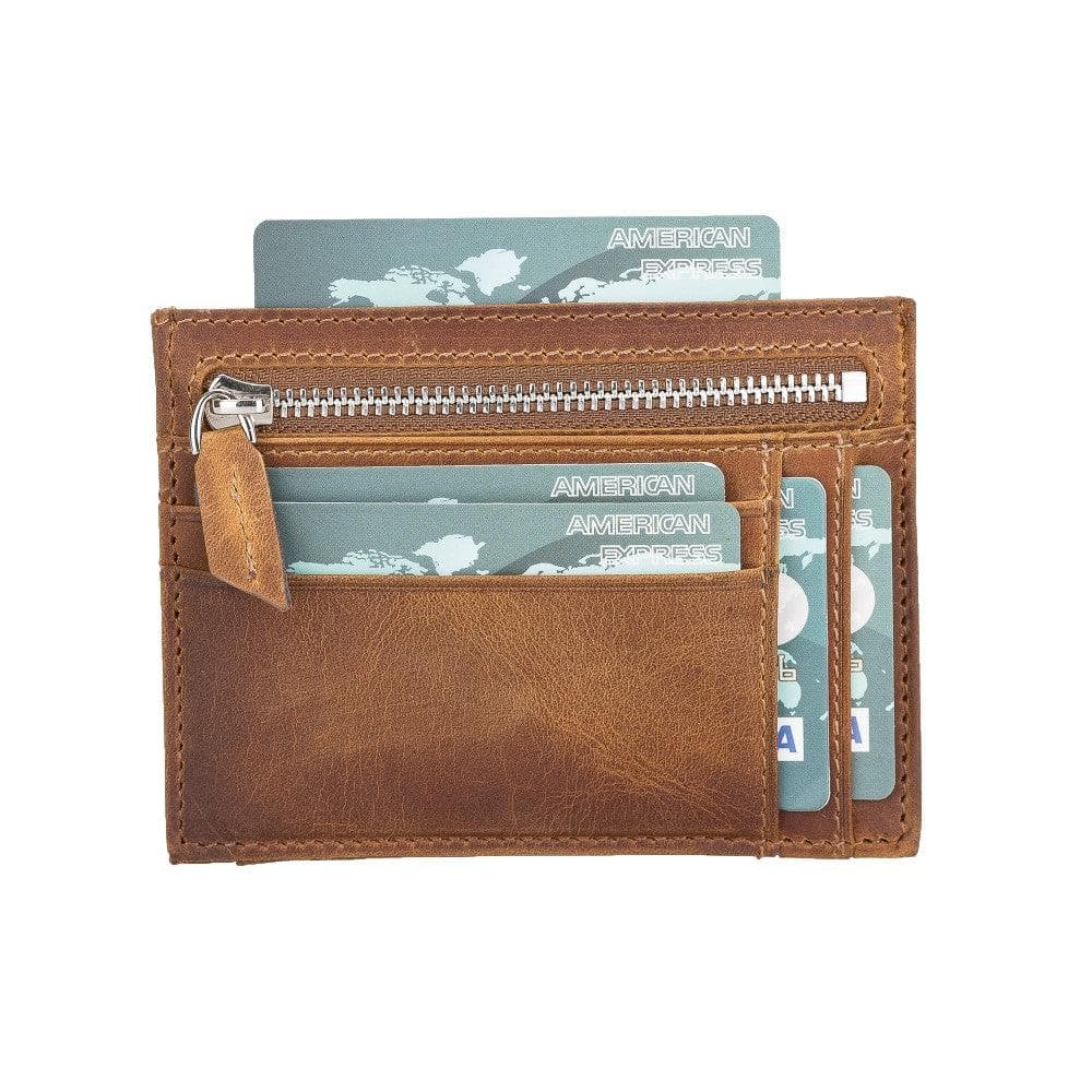 Porte-cartes zippé en cuir