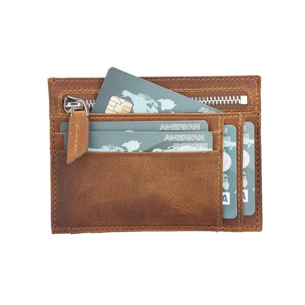 Porte-cartes zippé en cuir