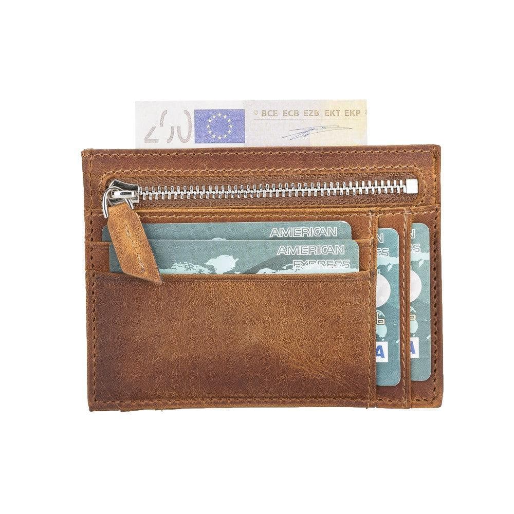 Porte-cartes zippé en cuir