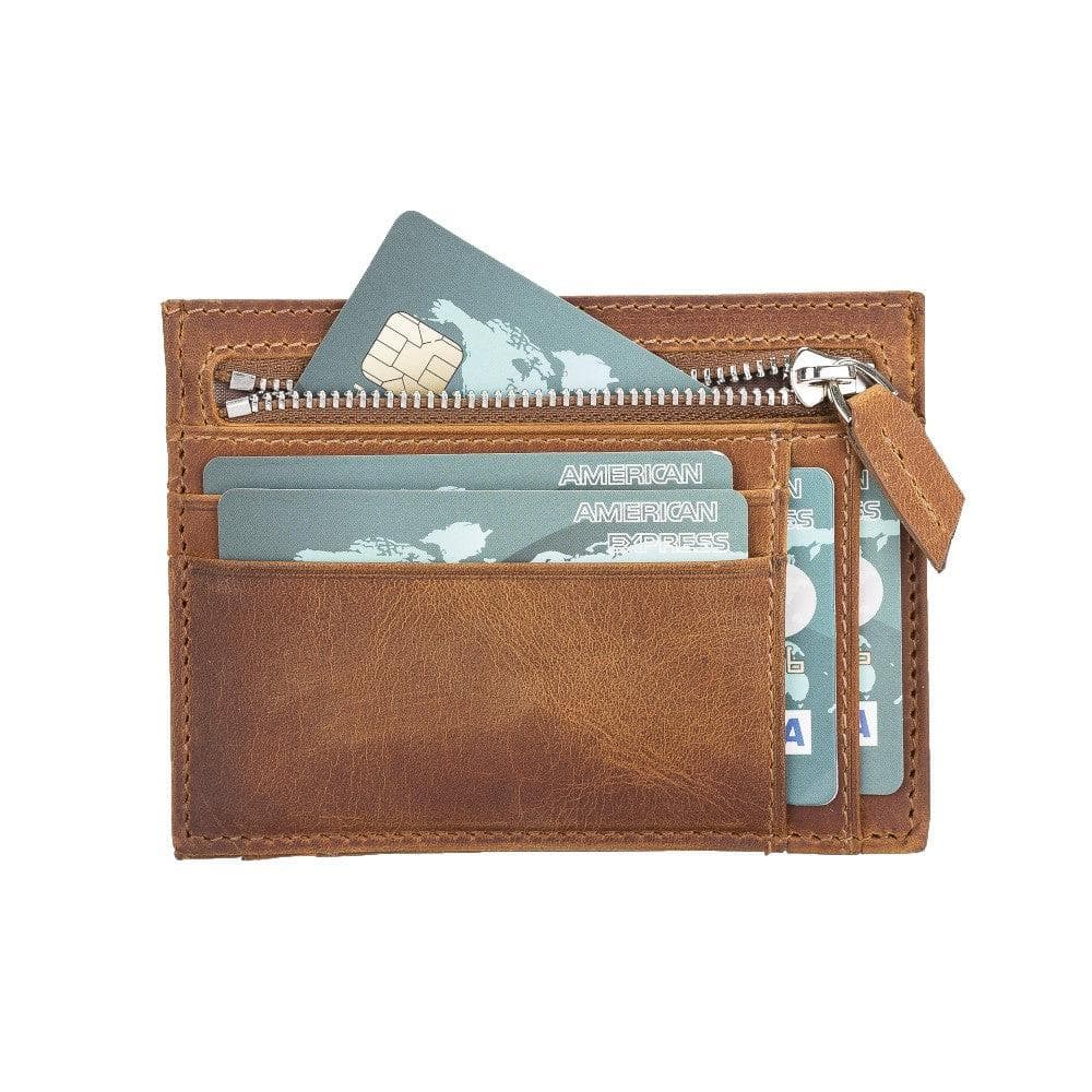 Porte-cartes zippé en cuir