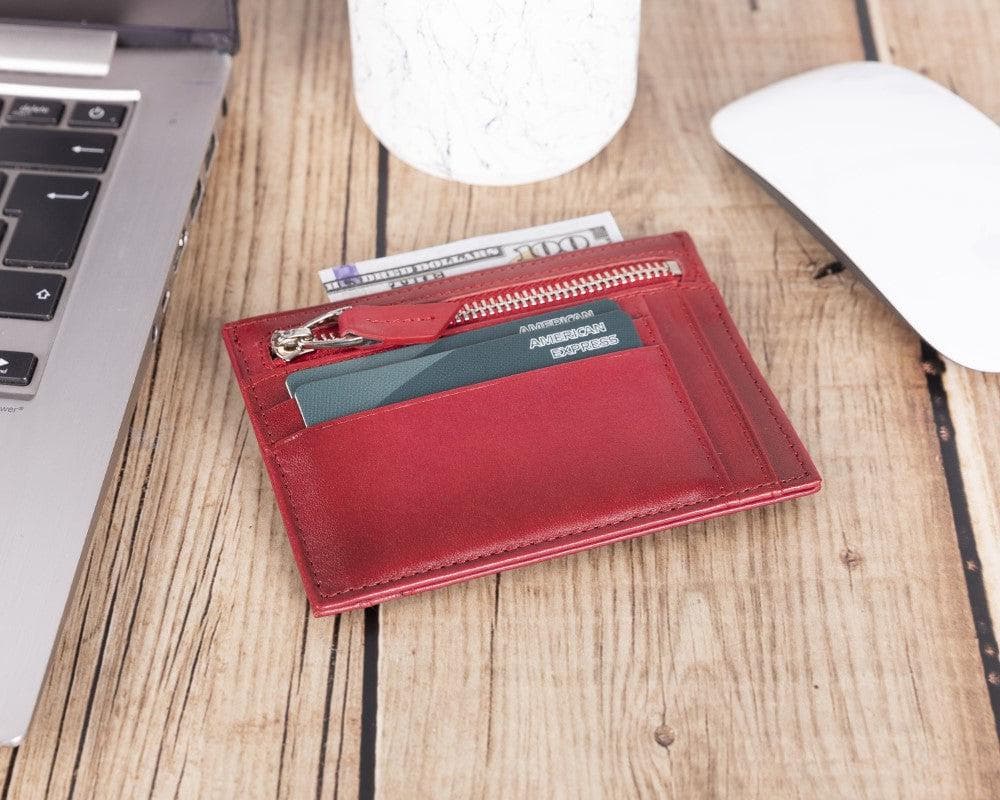 Porte-cartes zippé en cuir
