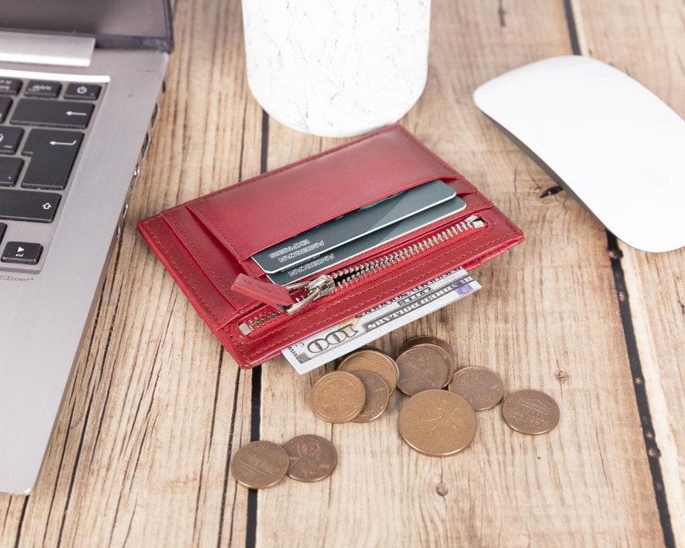 Porte-cartes zippé en cuir