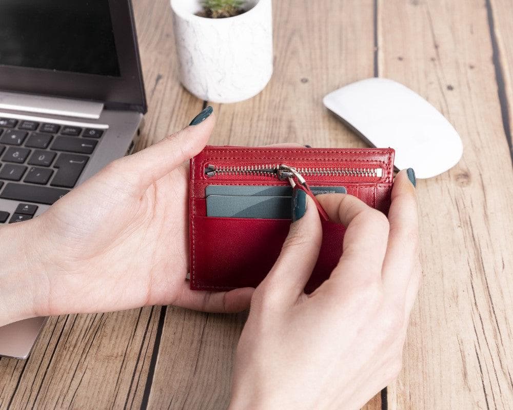 Porte-cartes zippé en cuir