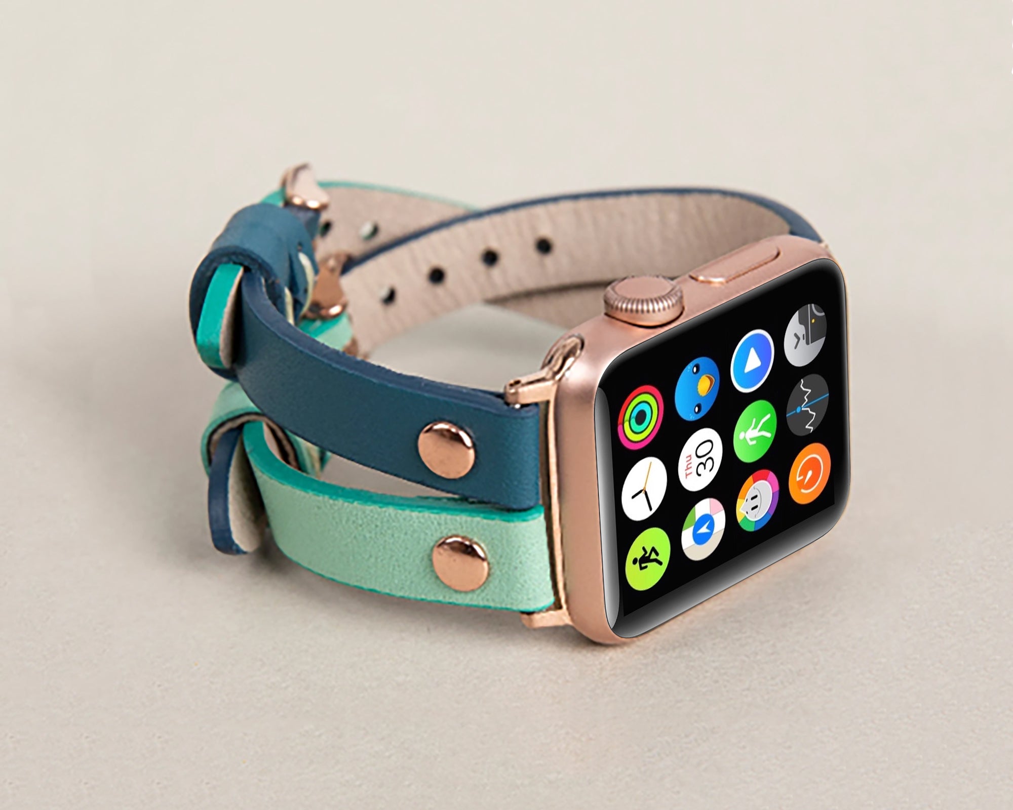 Blue Mint Apple iWatch Genuine Leather Watch Band