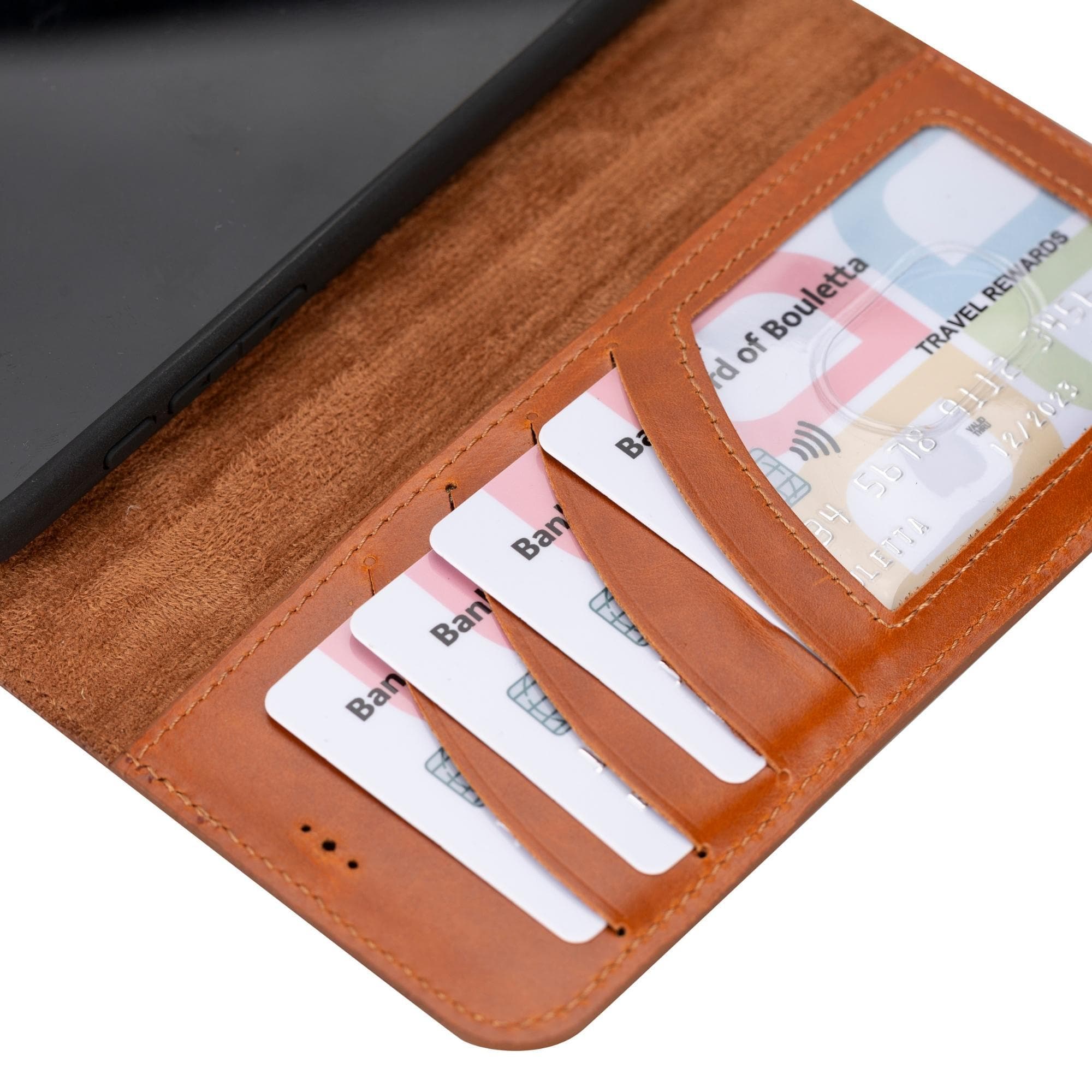 Étui portefeuille amovible en cuir véritable pour iPhone 15 Pro Max (6,7")
