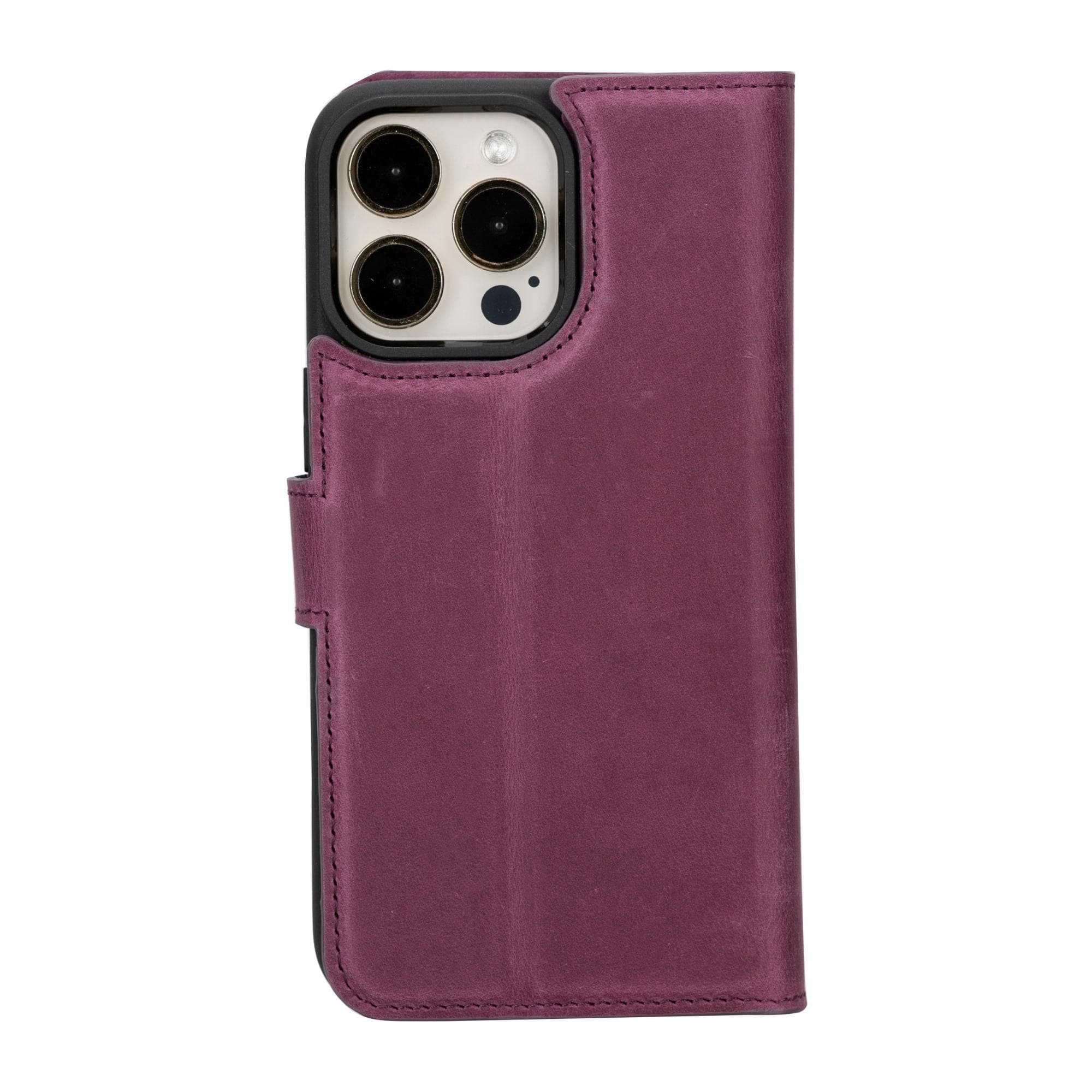 Étui portefeuille amovible en cuir véritable pour iPhone 15 Pro (6,1")