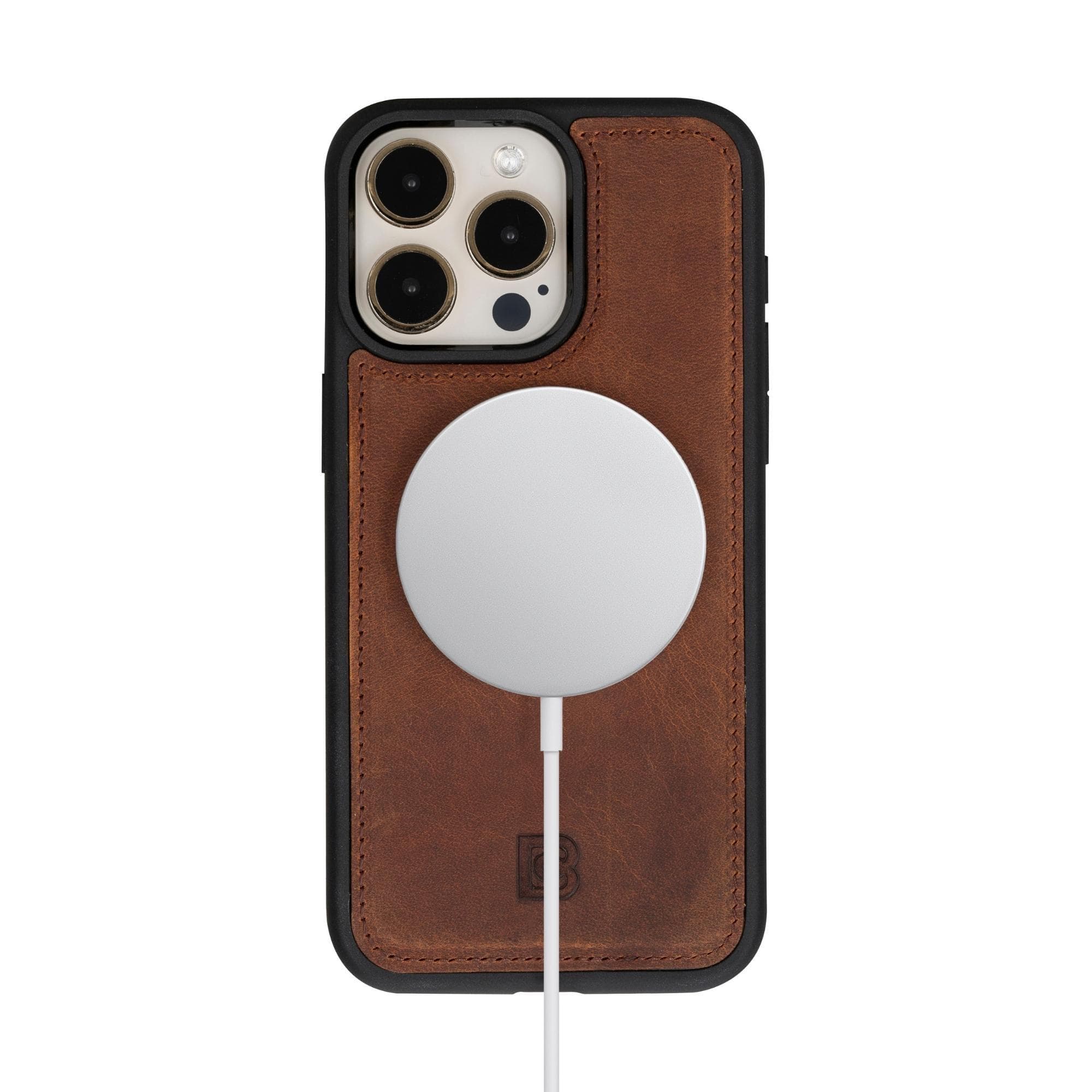 Étui portefeuille amovible en cuir véritable pour iPhone 15 Pro (6,1")
