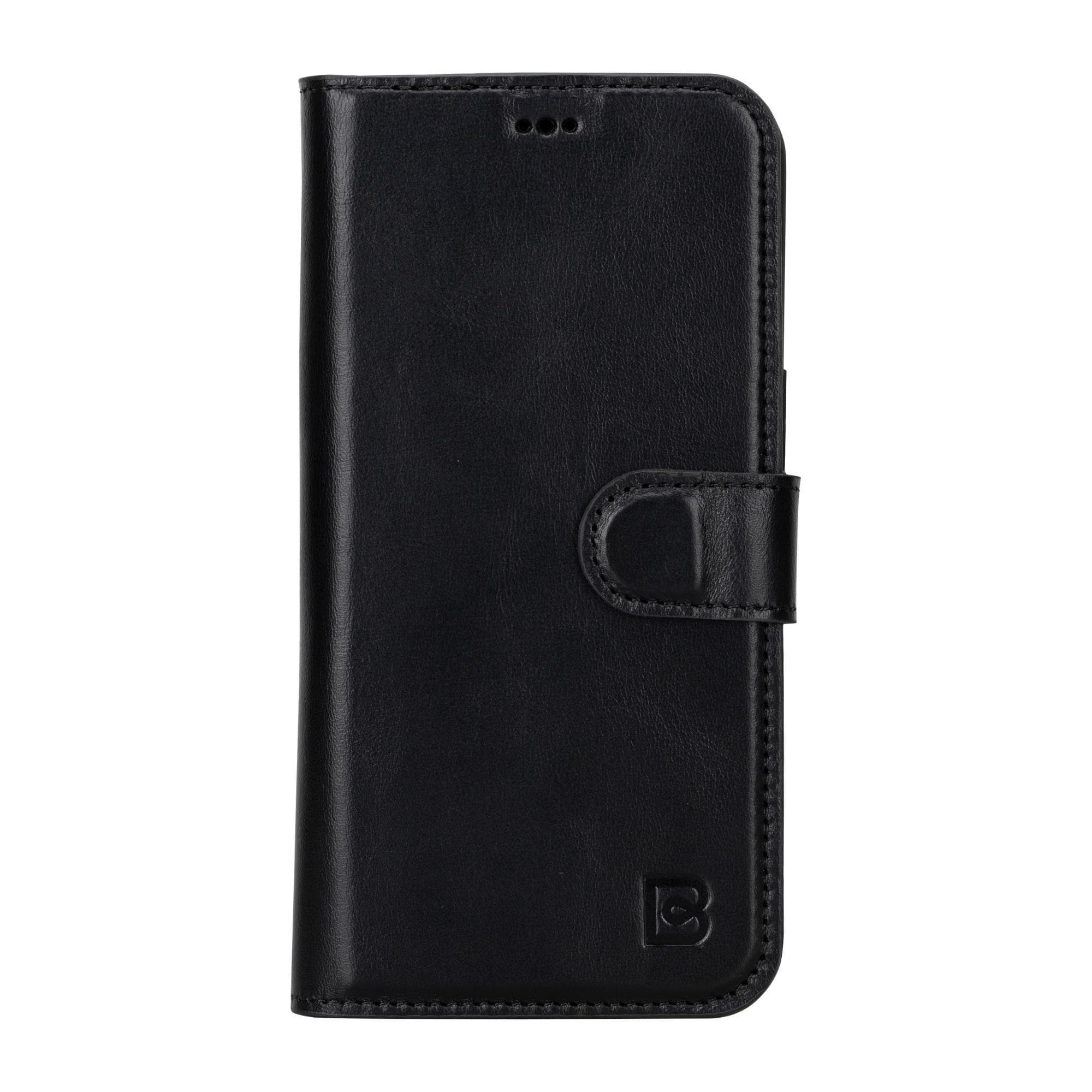 Étui portefeuille amovible en cuir véritable pour iPhone 15 Pro (6,1")