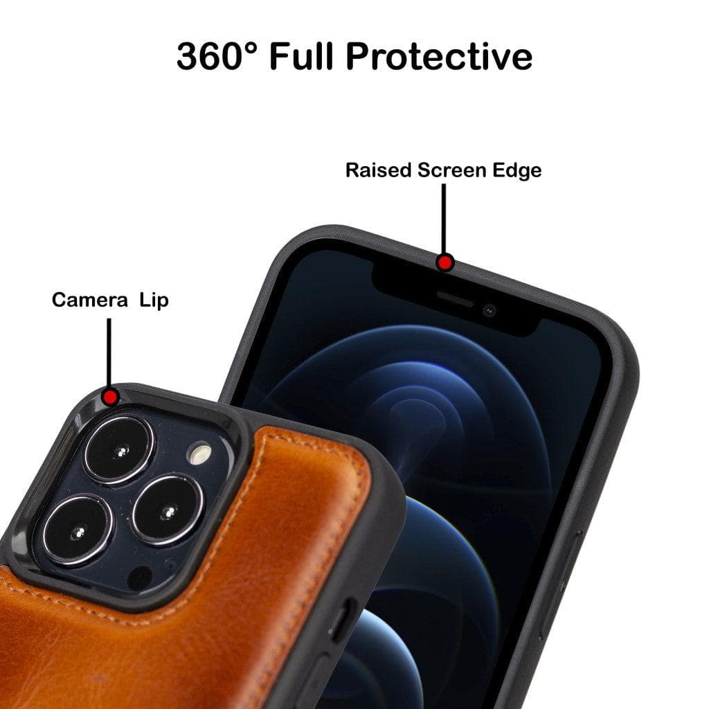Coque arrière flexible en cuir véritable pour iPhone 13 Series avec porte-cartes
