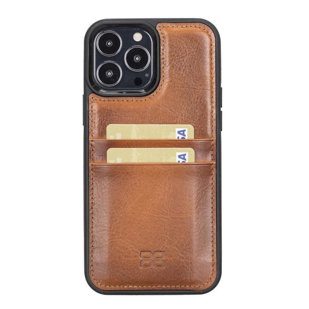 Coque arrière flexible en cuir véritable pour iPhone 13 Series avec porte-cartes