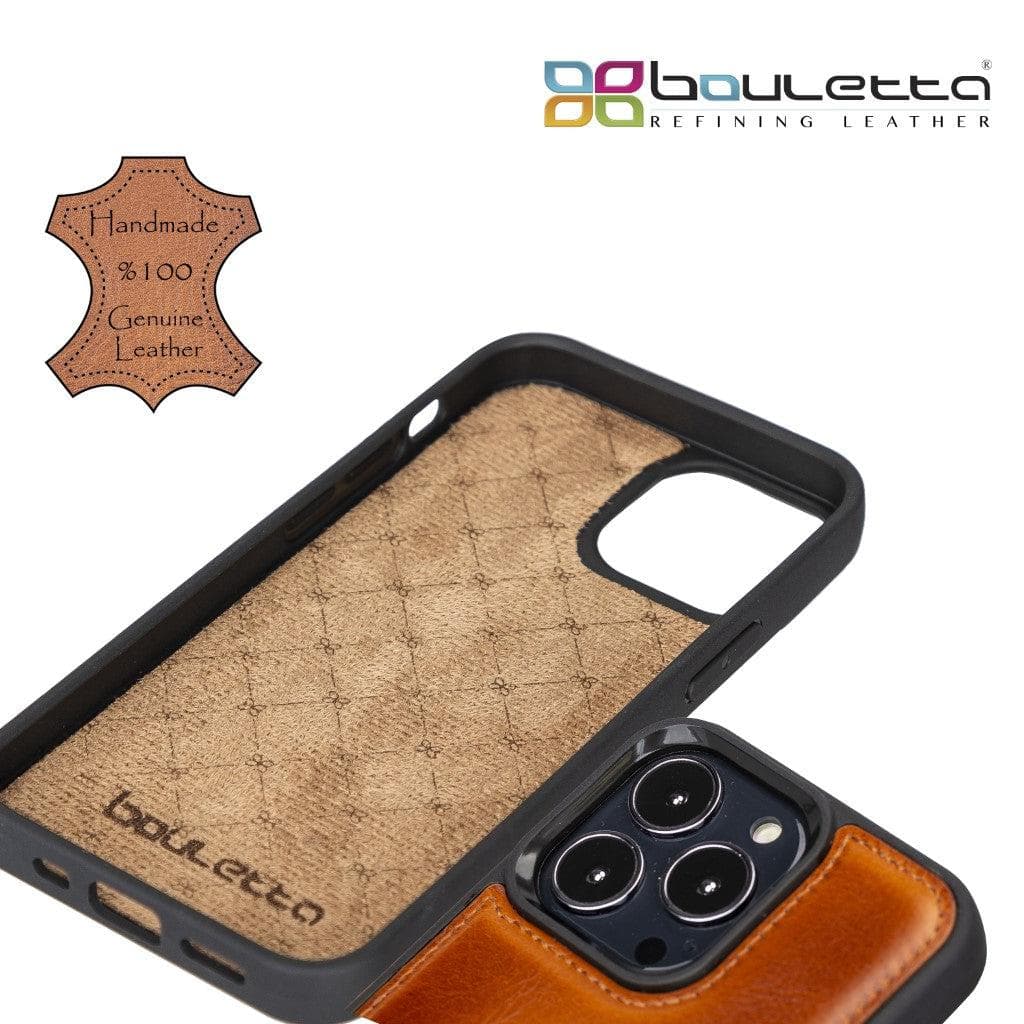 Coque arrière flexible en cuir véritable pour iPhone 13 Series avec porte-cartes