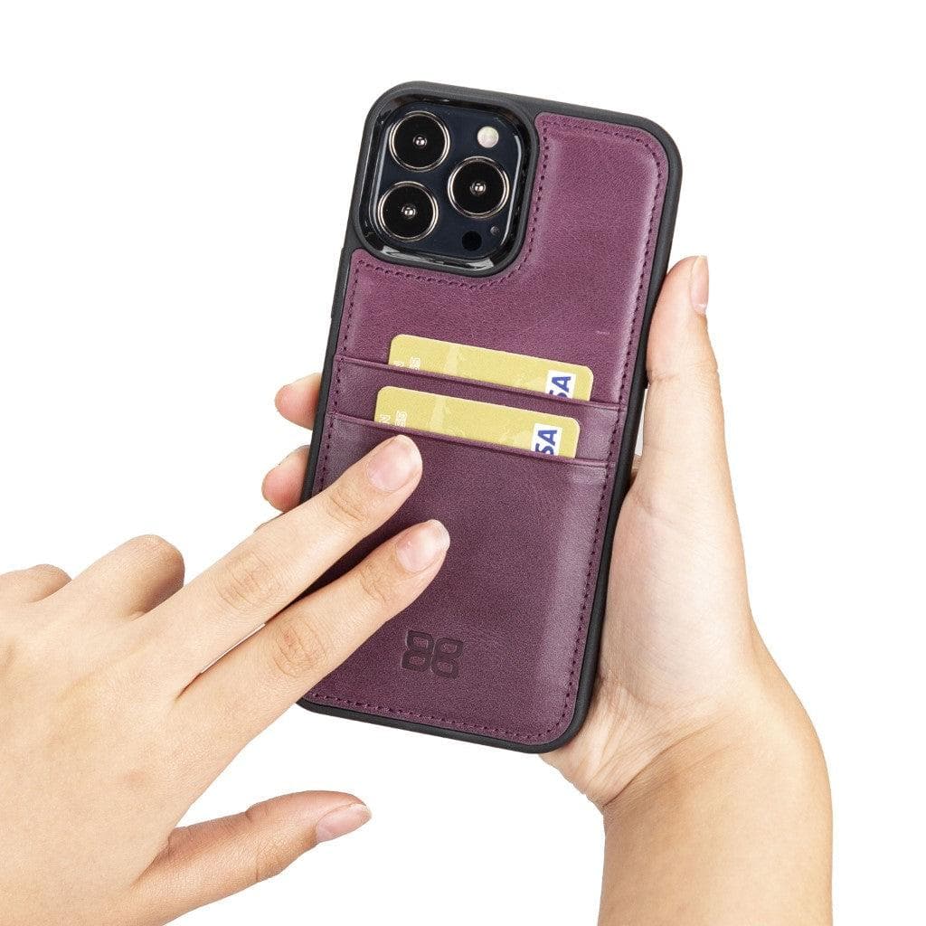 Coque arrière flexible en cuir véritable pour iPhone 13 Series avec porte-cartes