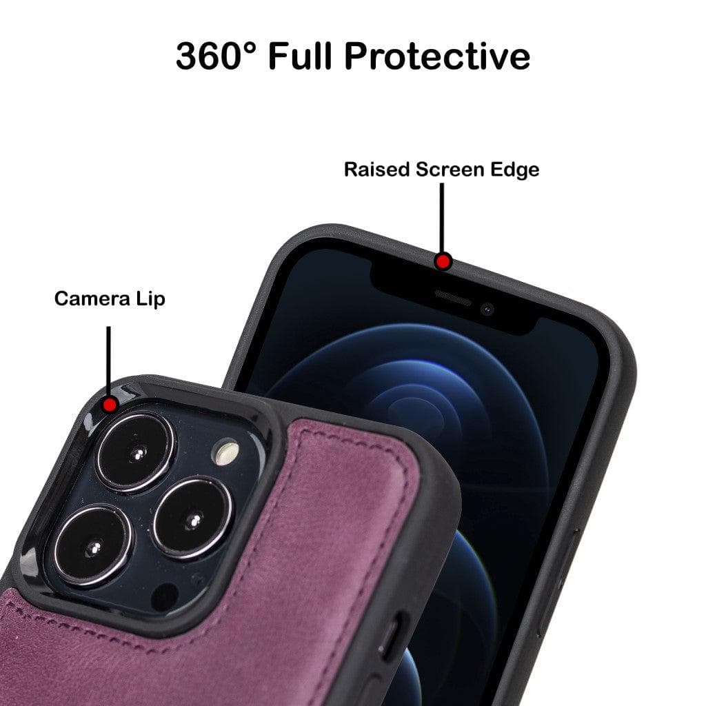 Coque arrière flexible en cuir véritable pour iPhone 13 Series avec porte-cartes