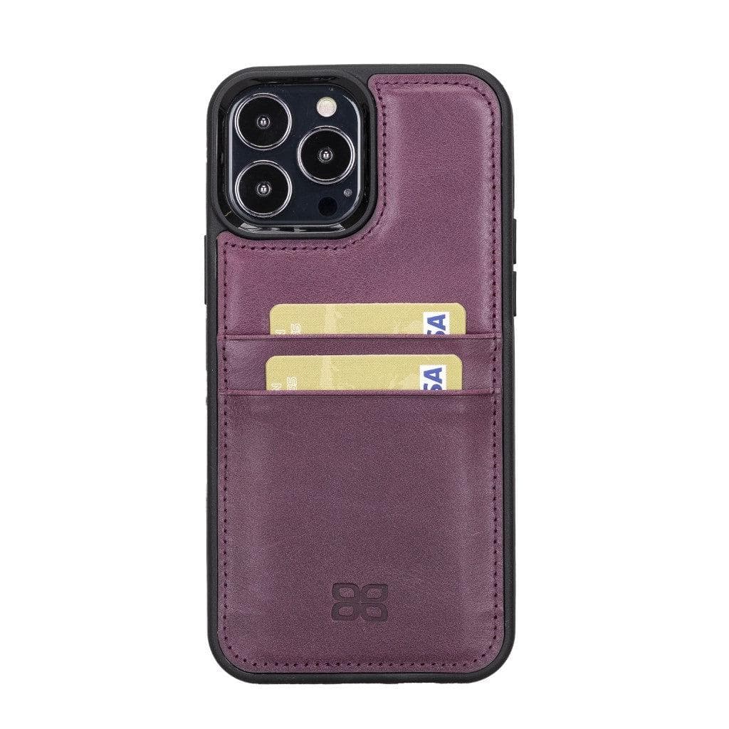 Coque arrière flexible en cuir véritable pour iPhone 13 Series avec porte-cartes
