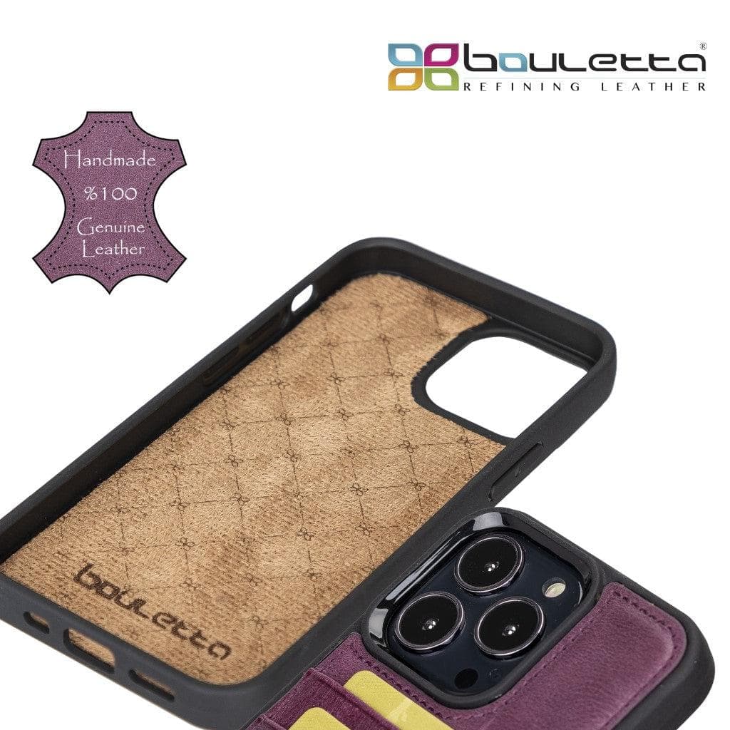 Coque arrière flexible en cuir véritable pour iPhone 13 Series avec porte-cartes