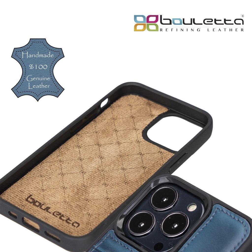 Coque arrière flexible en cuir véritable pour iPhone 13 Series avec porte-cartes