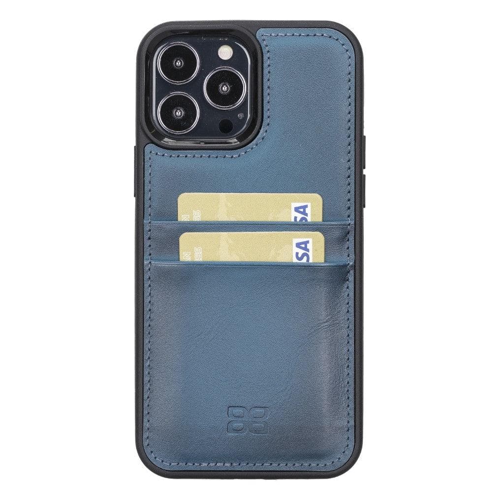 Coque arrière flexible en cuir véritable pour iPhone 13 Series avec porte-cartes