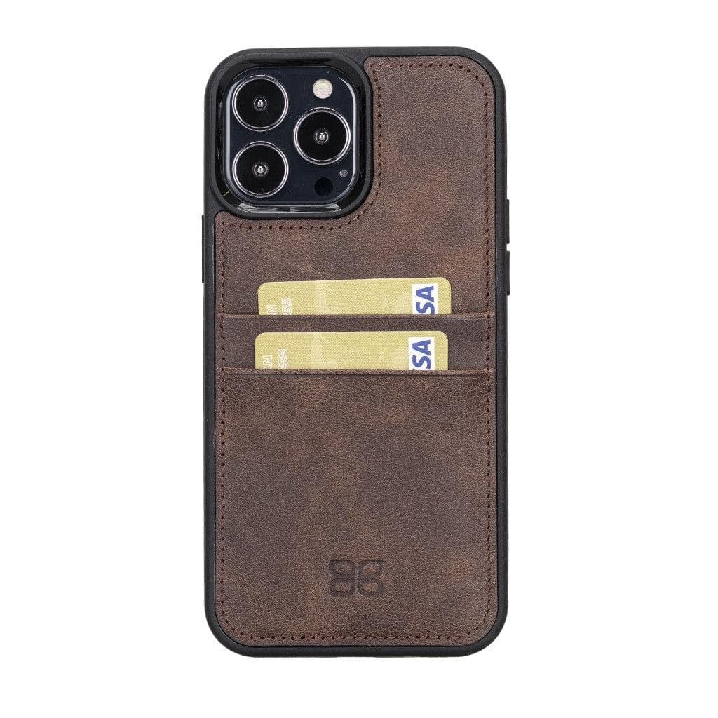 Coque arrière flexible en cuir véritable pour iPhone 13 Series avec porte-cartes