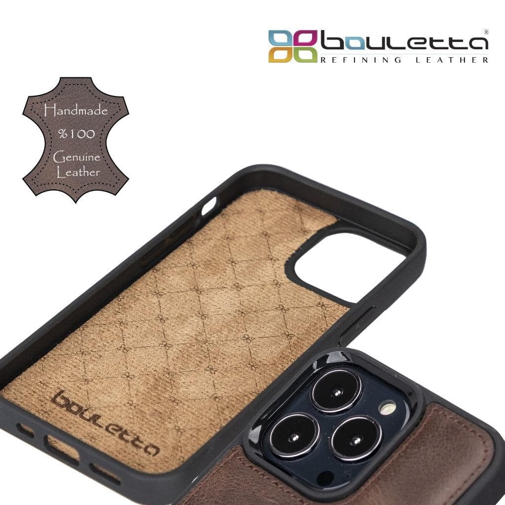 Coque arrière flexible en cuir véritable pour iPhone 13 Series avec porte-cartes
