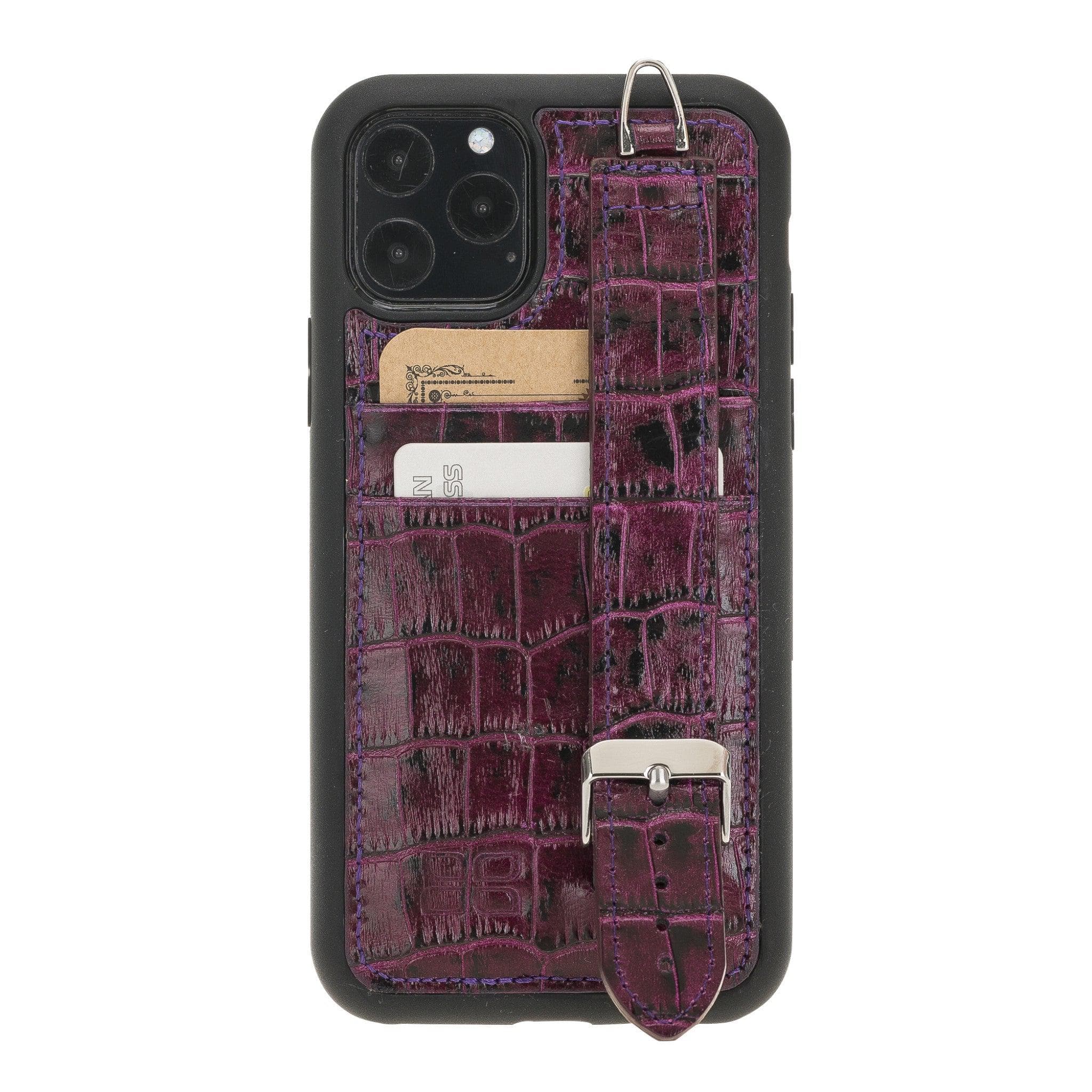 iPhone 11 Series Genuine Leather Back Cover with Hand Strap and Card Holder