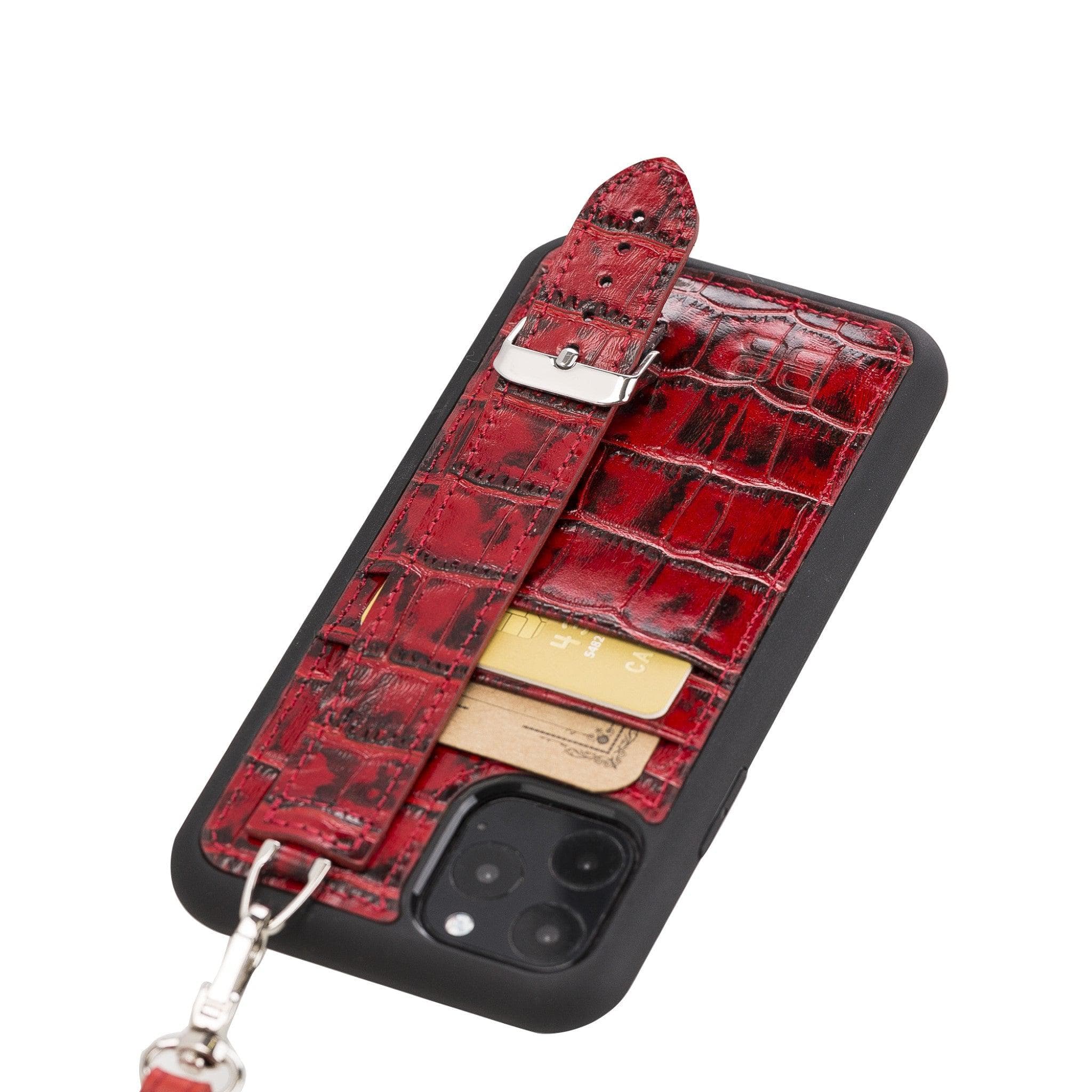 iPhone 11 Series Genuine Leather Back Cover with Hand Strap and Card Holder