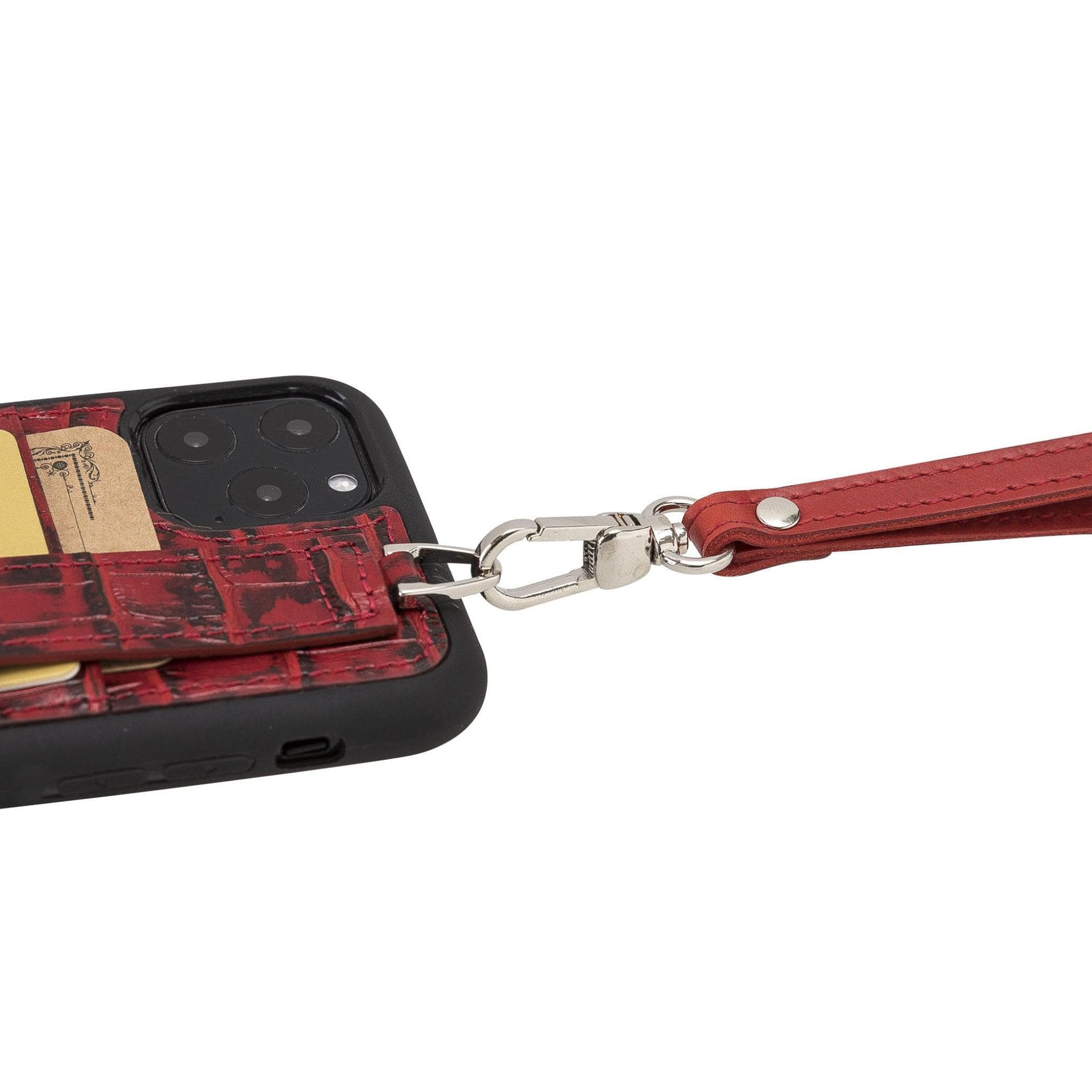 iPhone 11 Series Genuine Leather Back Cover with Hand Strap and Card Holder