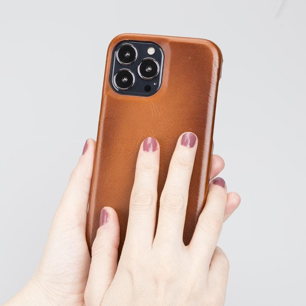 Coque arrière intégrale en cuir véritable pour iPhone 13 série F360
