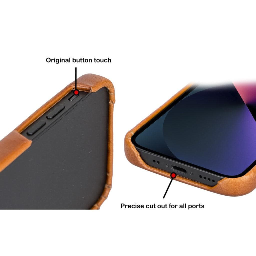 Coque arrière intégrale en cuir véritable pour iPhone 13 série F360