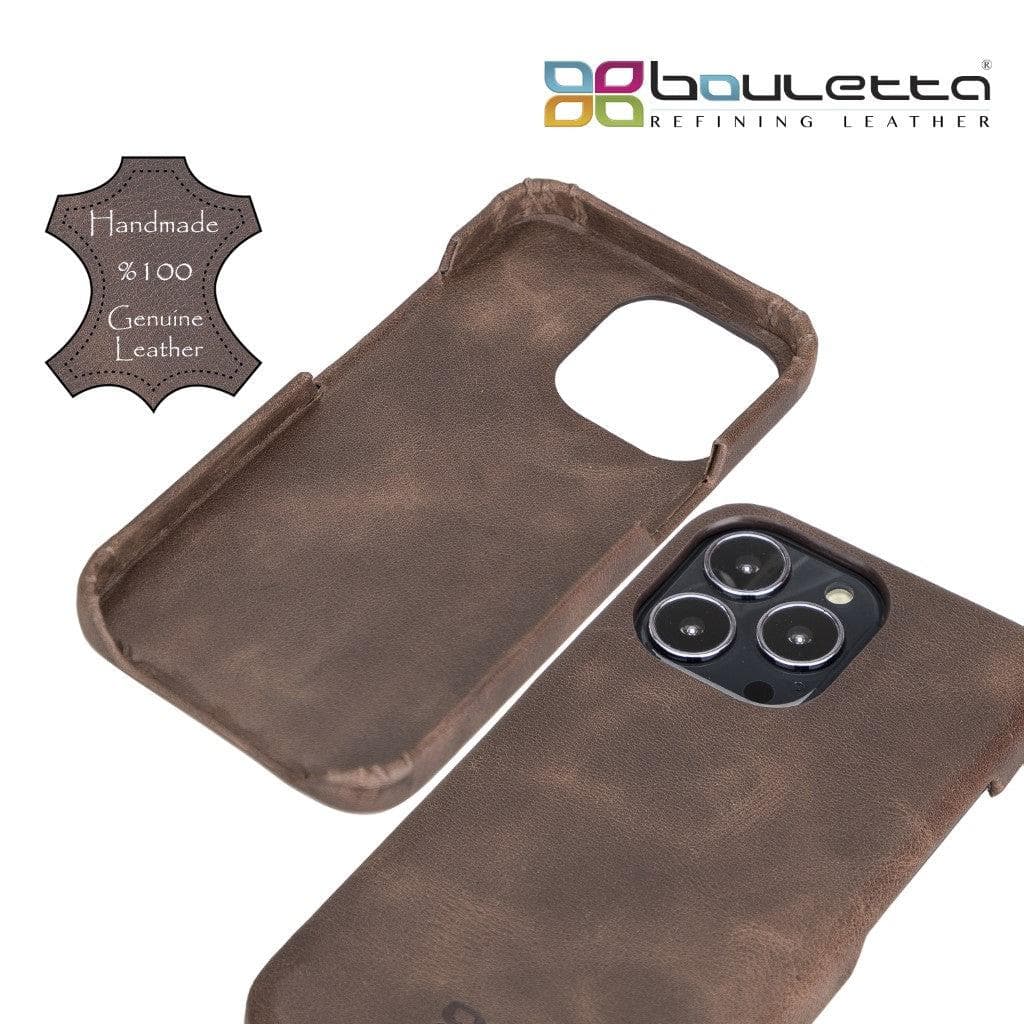 Coque arrière intégrale en cuir véritable pour iPhone 13 série F360