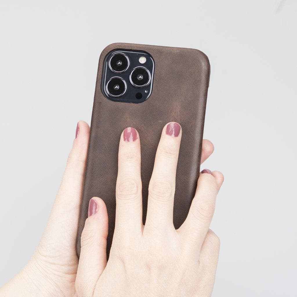 Coque arrière intégrale en cuir véritable pour iPhone 13 série F360