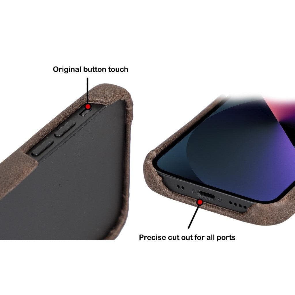 Coque arrière intégrale en cuir véritable pour iPhone 13 série F360