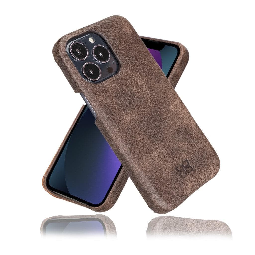 Coque arrière intégrale en cuir véritable pour iPhone 13 série F360